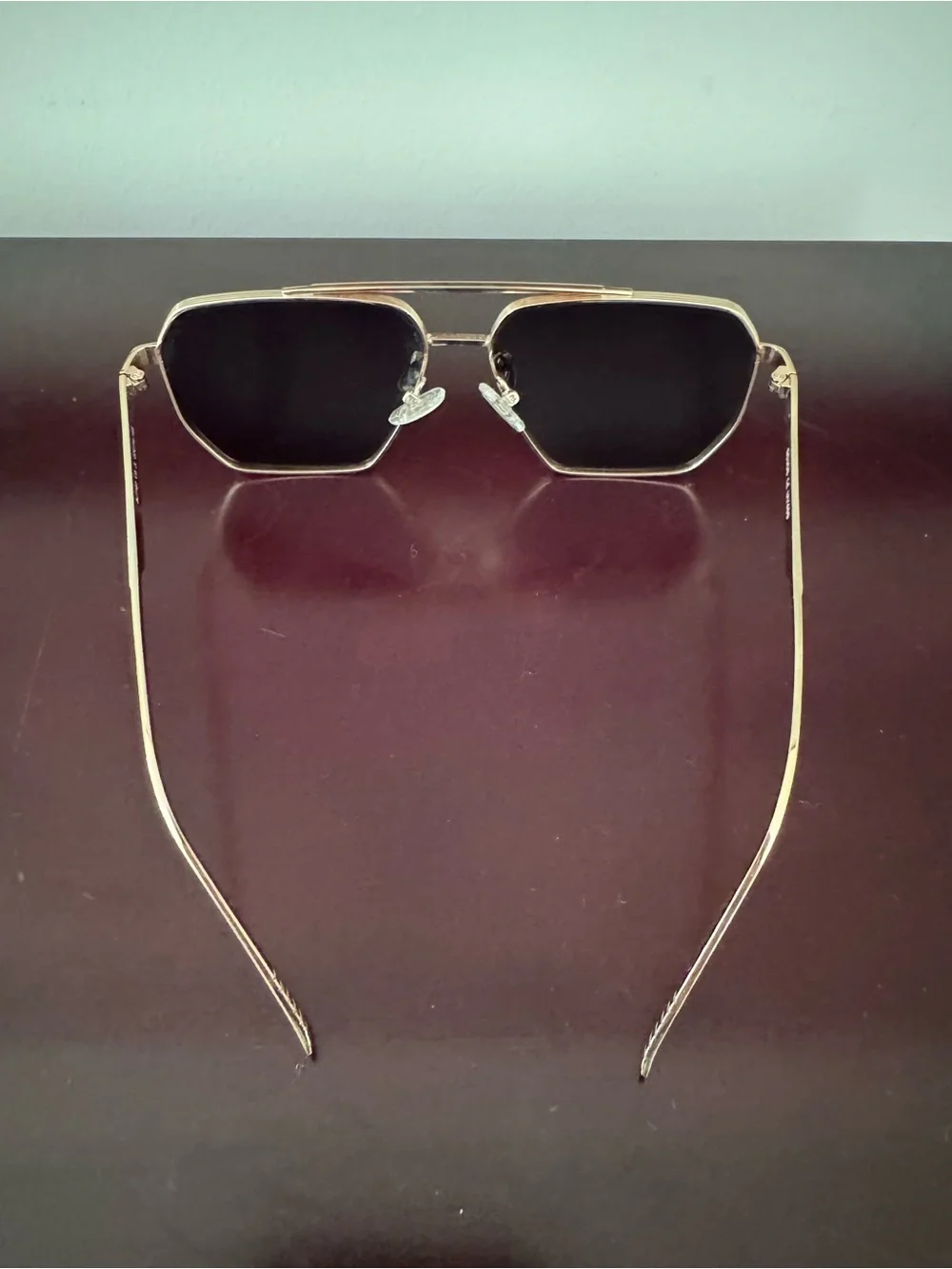 Amazon Geometric Gold Frame Sunglasses with Black Lenses